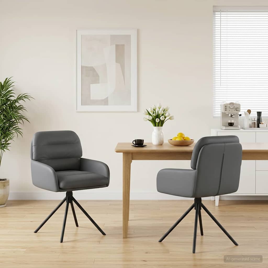 vidaXL Svängande Matstolar 2 st Konstläder Grå 59 x 59,5 x 90 cm
