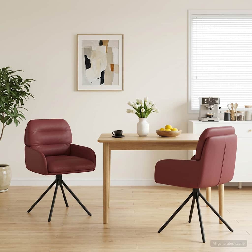 vidaXL Sv&auml;ngande Matstolar 2 st Konstl&auml;der Vinr&ouml;d 59x59,5x90cm