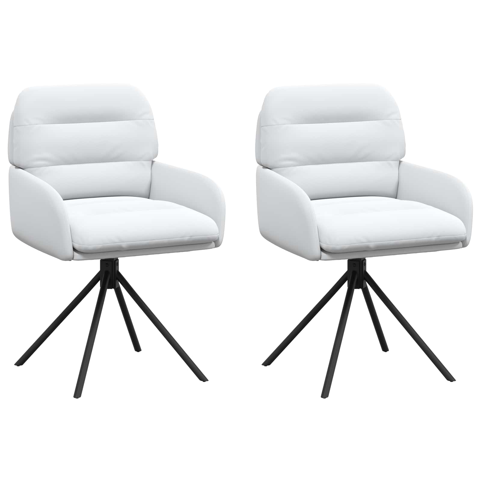 vidaXL Vrtilne jedilne stole 2 pcs Umetno usnje Bela 59 x 59,5 x 90 cm - slika 2