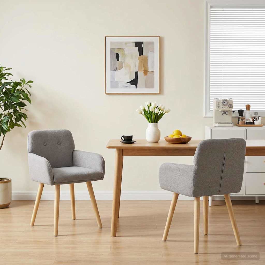 vidaXL Matstolar 2 st Bouclé Ljusgrå 59 x 56,5 x 85 cm