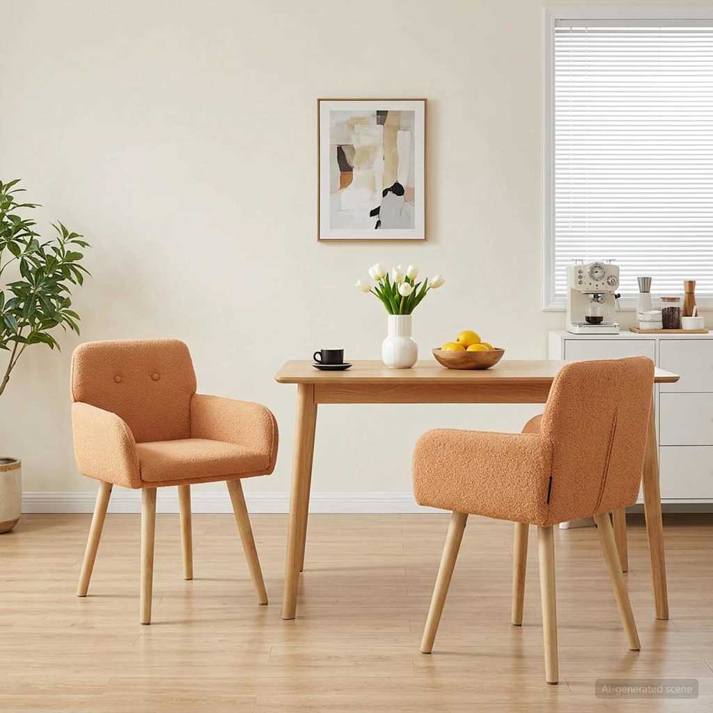 vidaXL Matstolar 2 pcs Bouclé Beige 59 x 57 x 85 cm