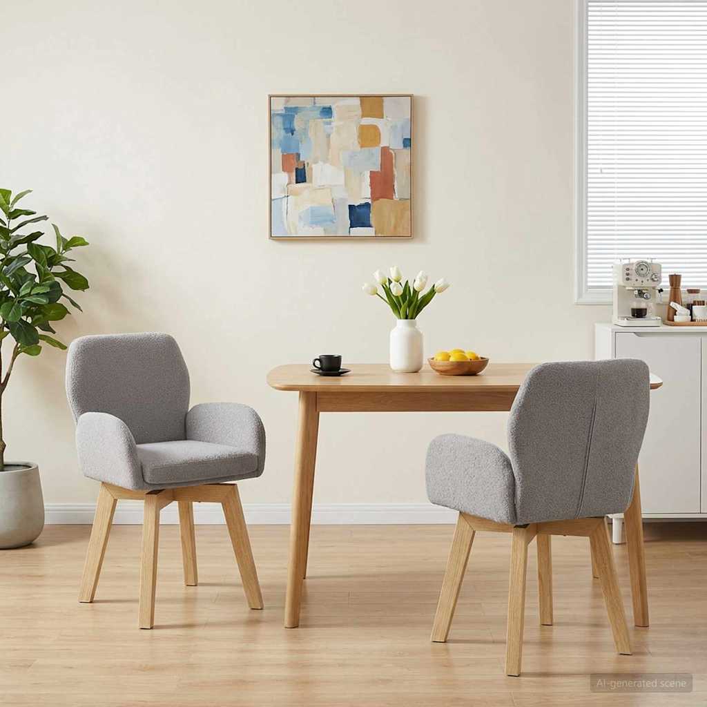 vidaXL Svängande Matstolar 2 pcs Bouclé Ljusgrå 54 x 58 x 87 cm