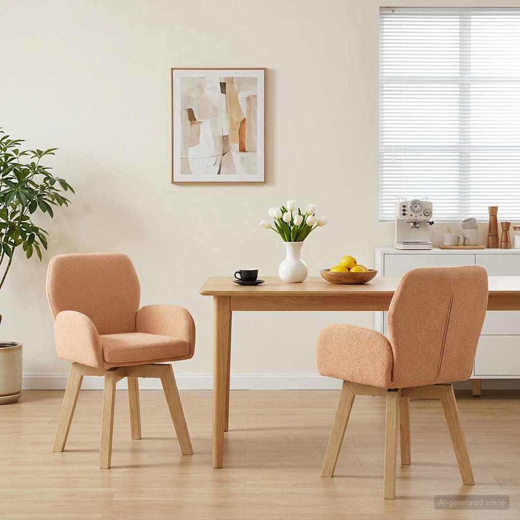 vidaXL Sv&auml;ngande Matstolar 2 st Boucl&eacute; Beige 54 x 58 x 87 cm