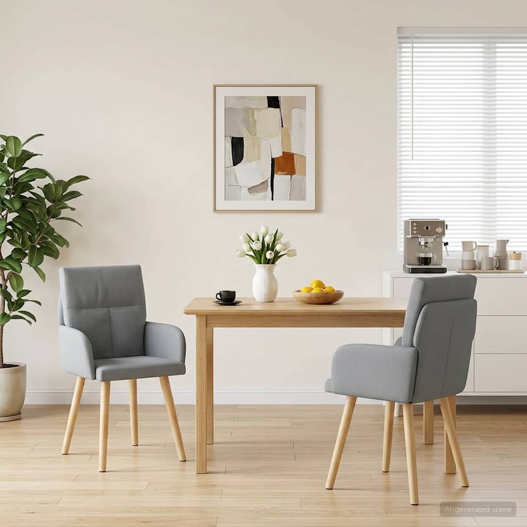 vidaXL Matstolar 2 st Tyg Ljusgr&aring; 60 x 56 x 93 cm