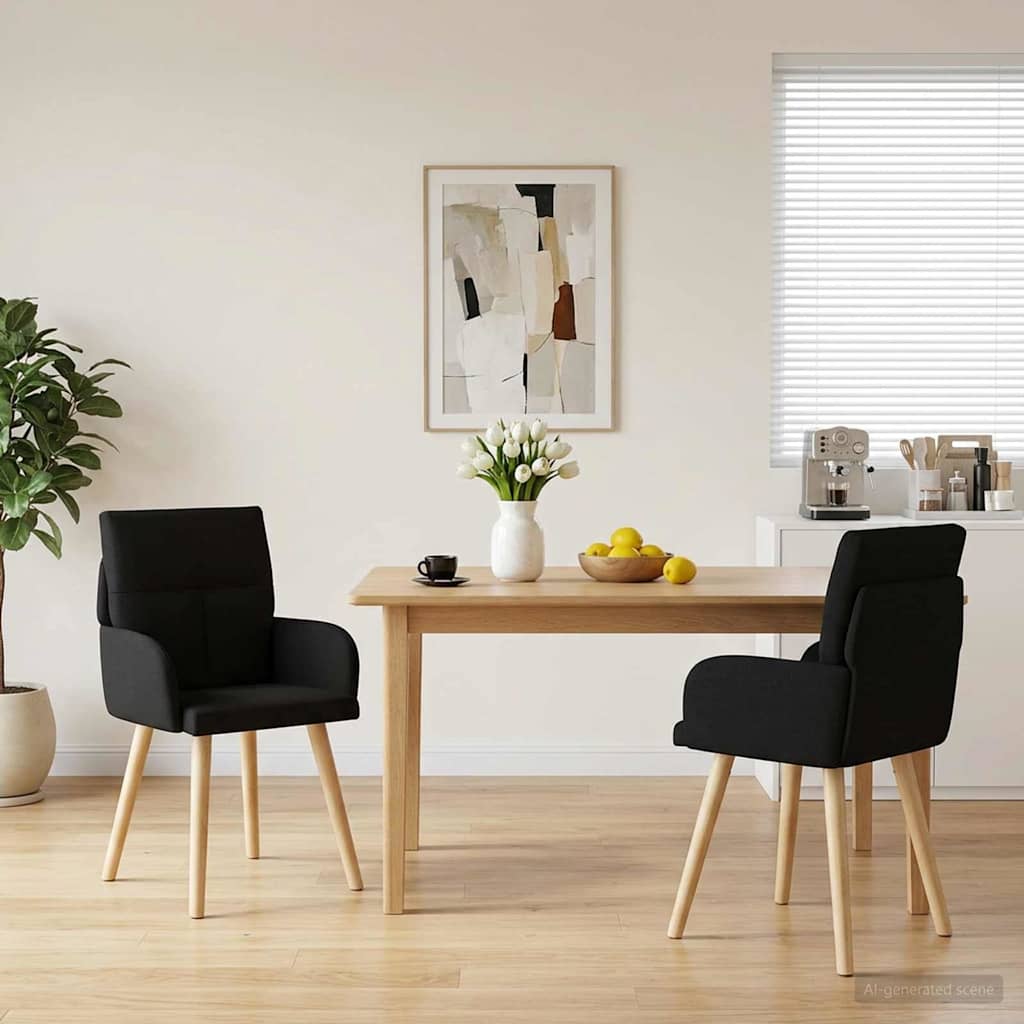 vidaXL Matstolar 2 st Tyg Svart 60 x 56 x 93 cm