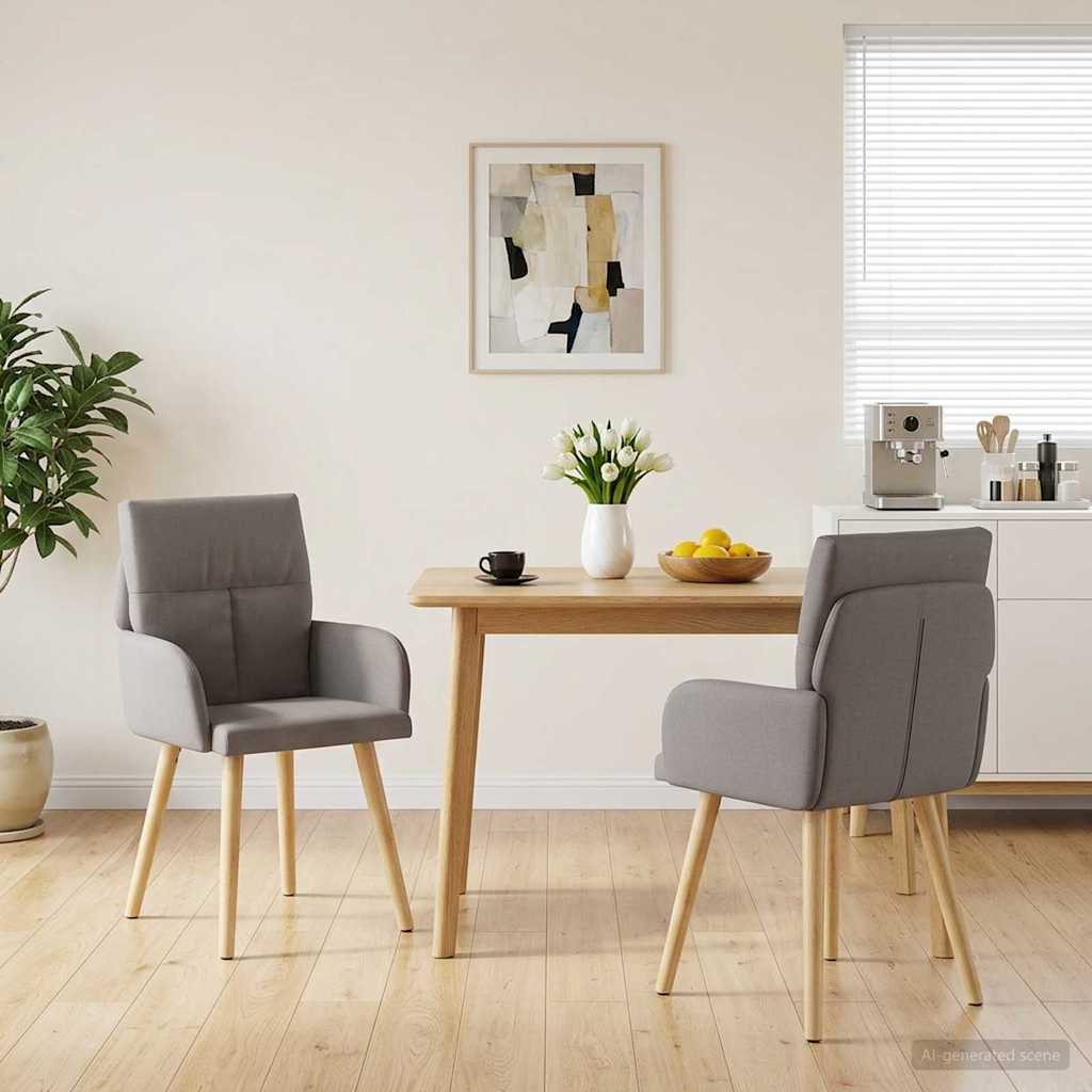 vidaXL Matstolar 2 st Tyg Taupe 60 x 56 x 93 cm
