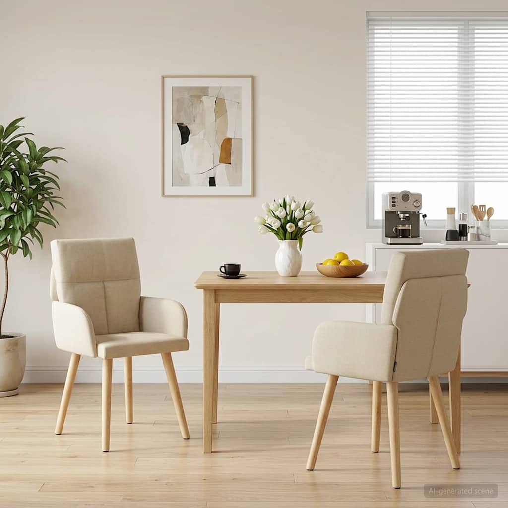 vidaXL Matstolar 2 st Tyg Gr&auml;ddvit 60 x 56 x 93 cm