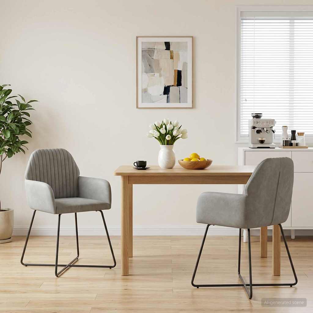vidaXL Matstolar 2 st Sammet Ljusgrå 55 x 50 x 84 cm