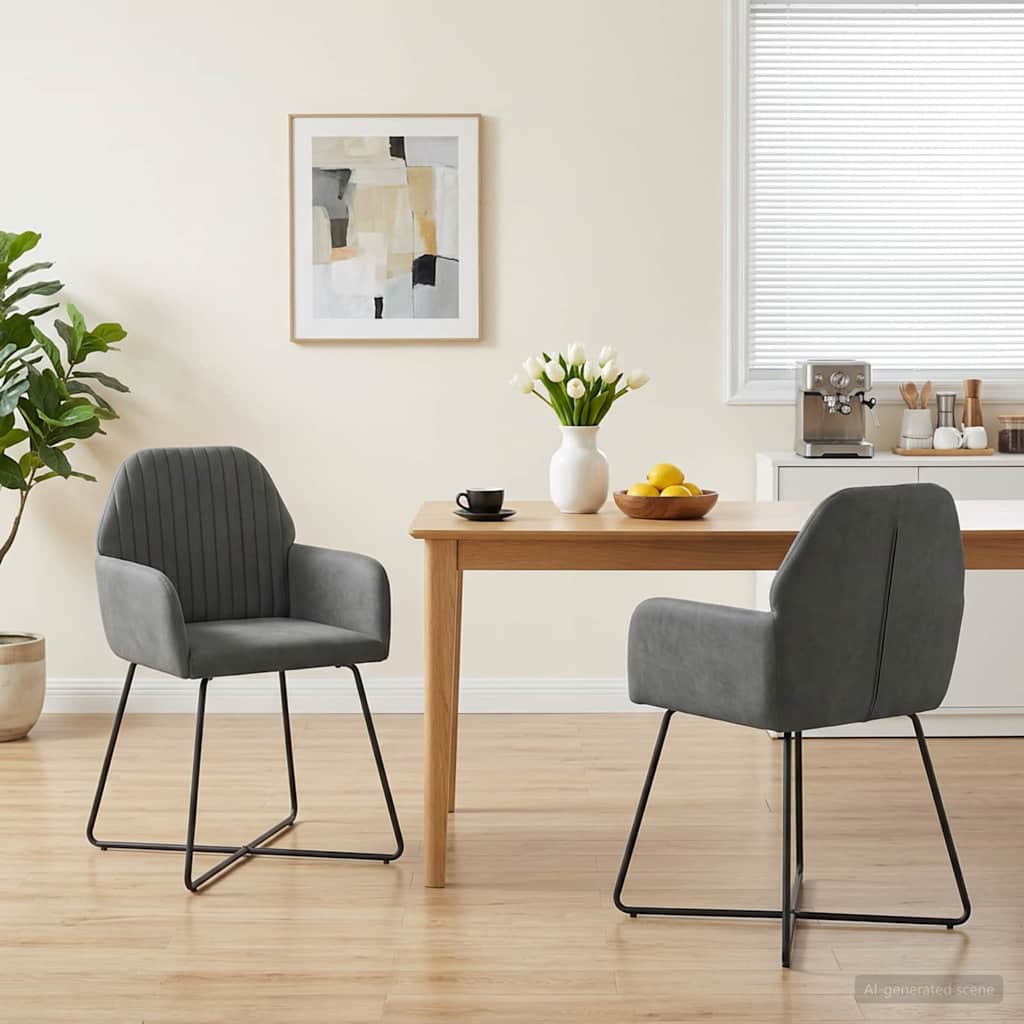 vidaXL Matstolar 2 st Sammet Mörkgrå 55 x 50 x 84 cm