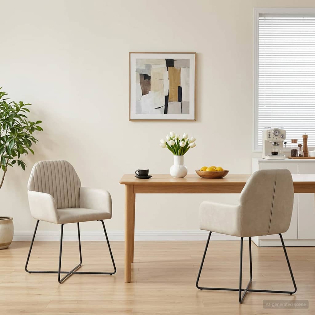 vidaXL Matstolar 2 st Sammet Gräddvit 55 x 50 x 84 cm