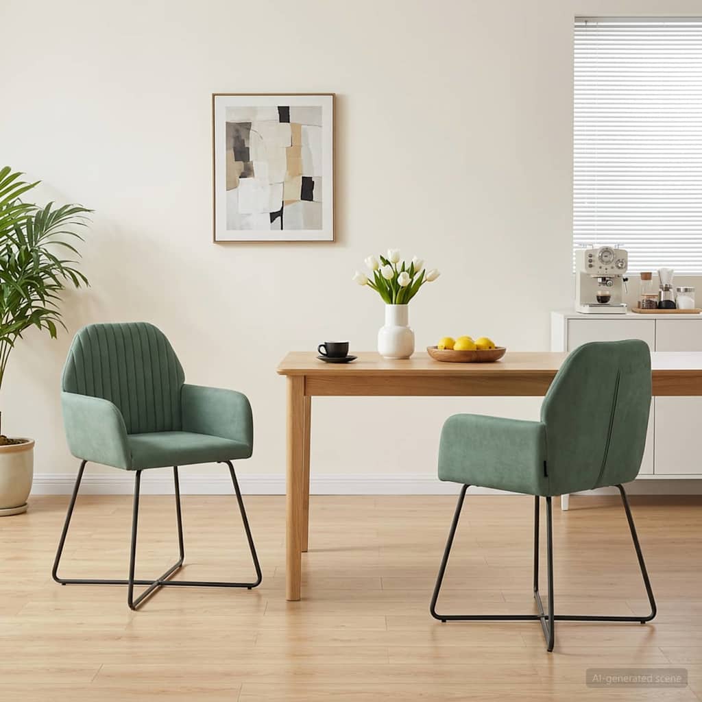 vidaXL Matstolar 2 pcs Sammet (V) Havgrön 55 x 50 x 84 cm