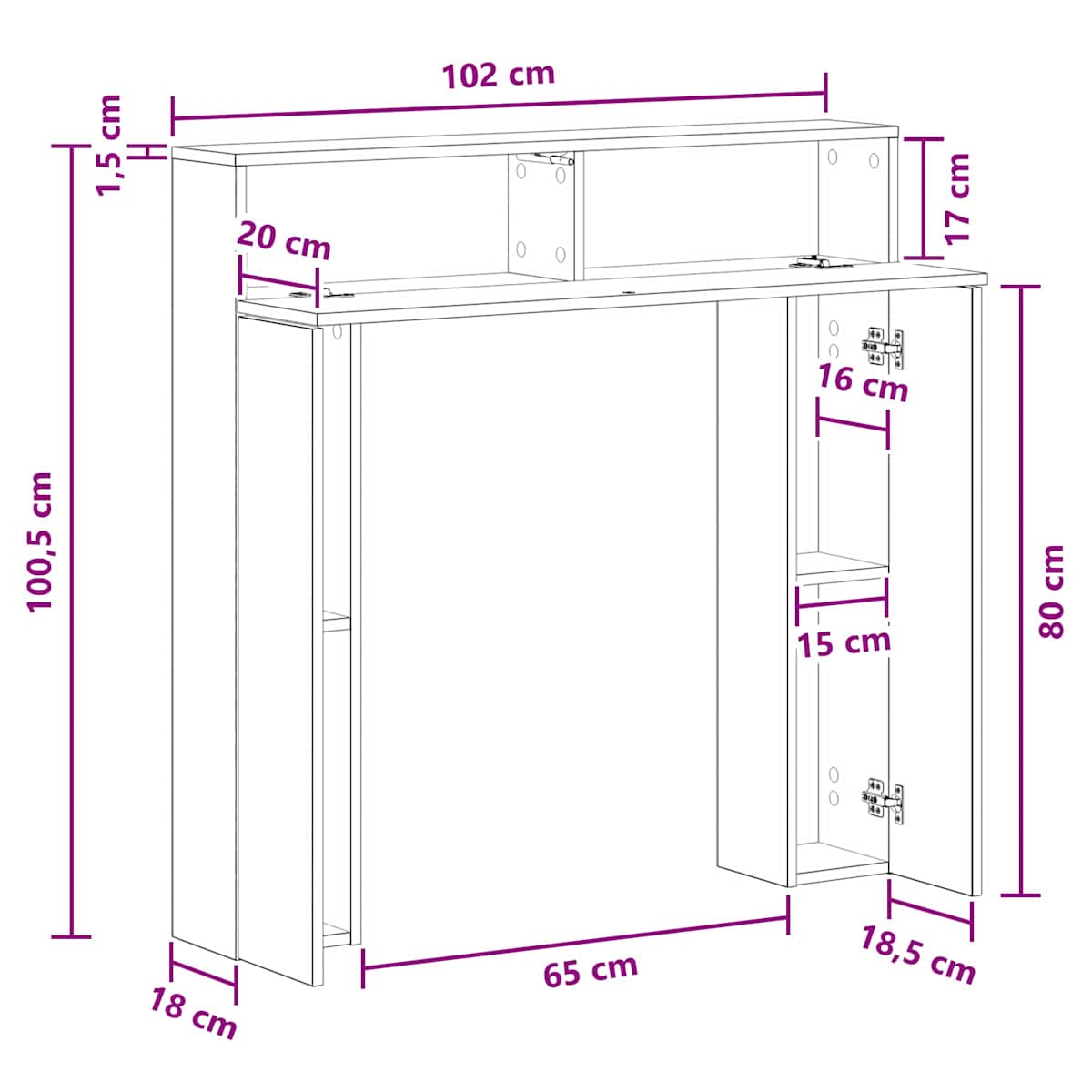 Pejseramme 102 x 18 x 100,5 cm Konstrueret træ - Billede 11