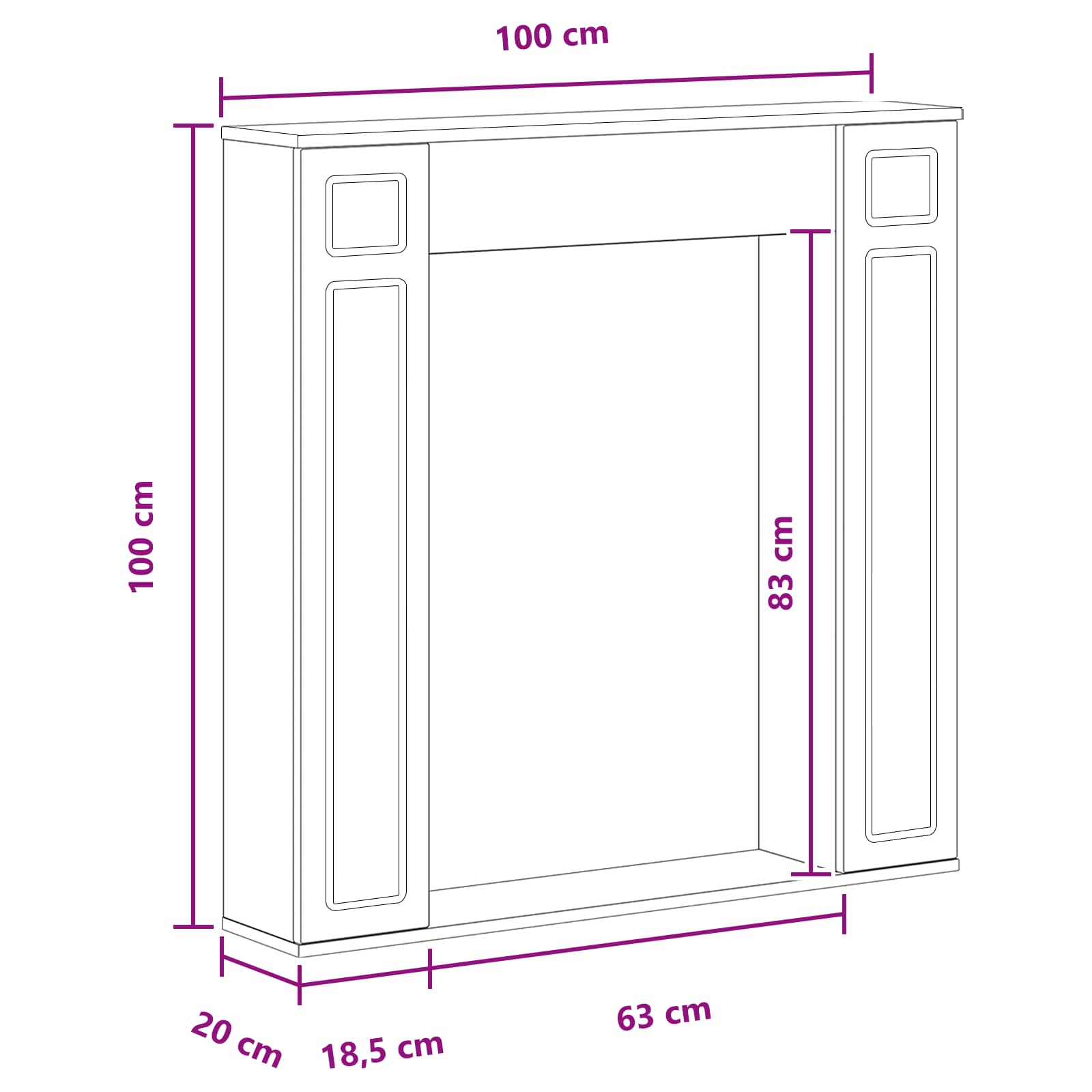 Haardomlijsting Zwart 100 x 20 x 100 cm Bewerkt hout image 9