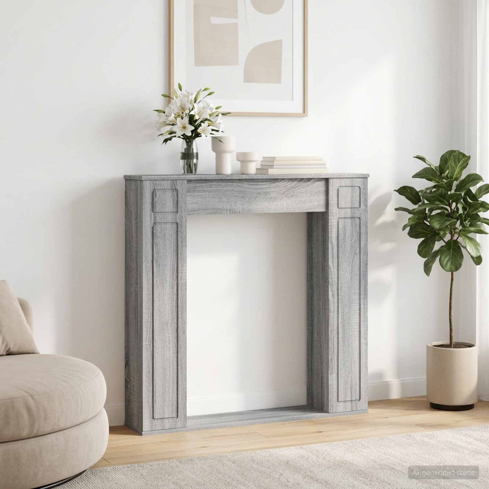 Haardomlijsting Grijs Sonoma 100 x 20 x 100 cm Bewerkt hout image 1
