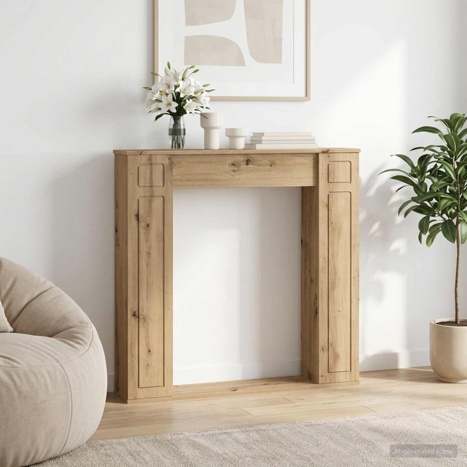 Haardomlijsting Artisanaal eiken 100 x 20 x 100 cm Bewerkt hout image 1
