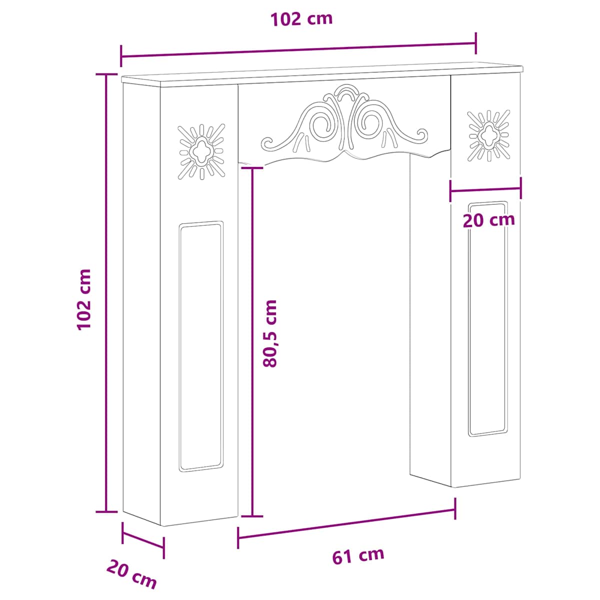 Pejseramme 102 x 20 x 102 cm Konstrueret træ - Billede 9