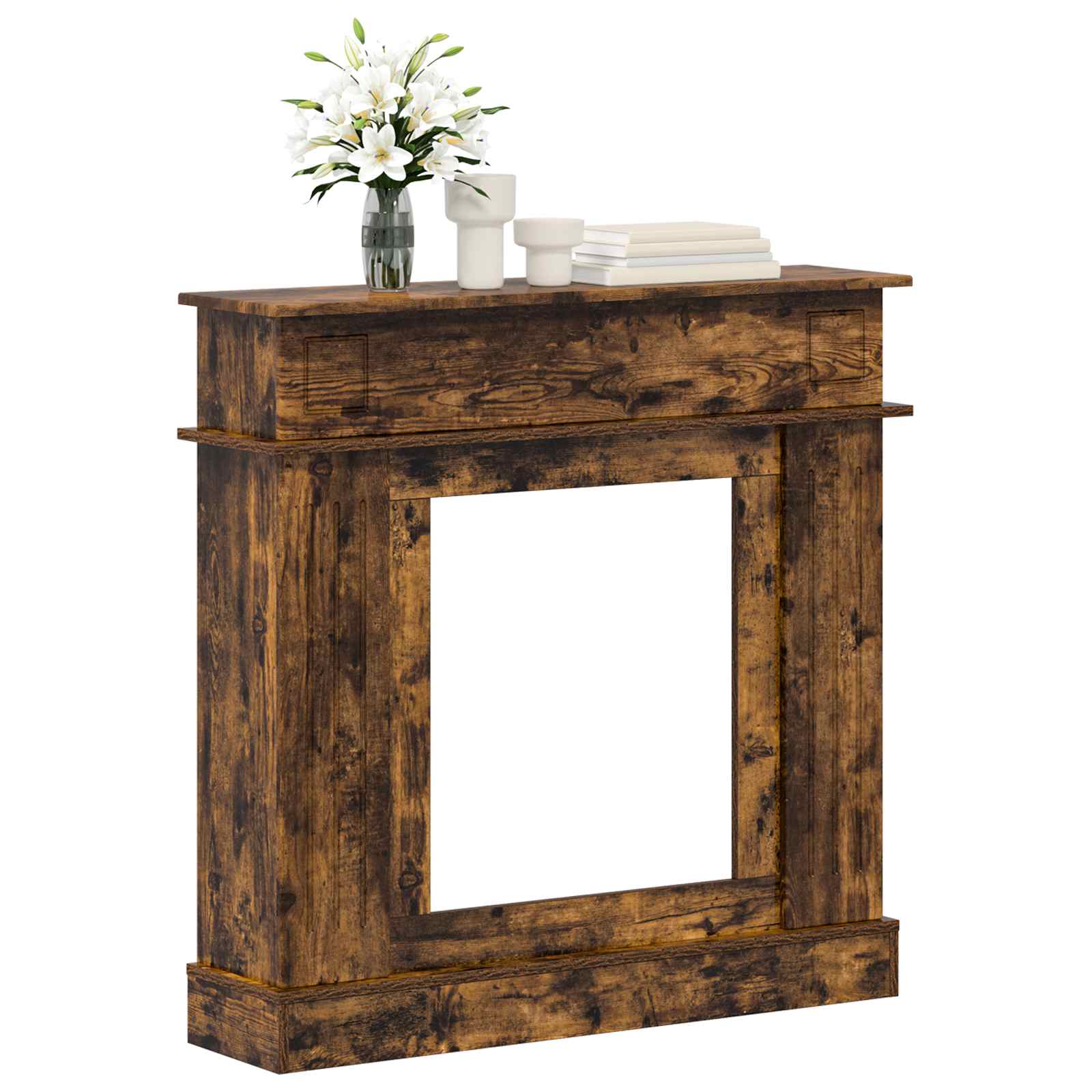 Haardomlijsting Gerookt eiken 102 x 26 x 100 cm Bewerkt hout image 3