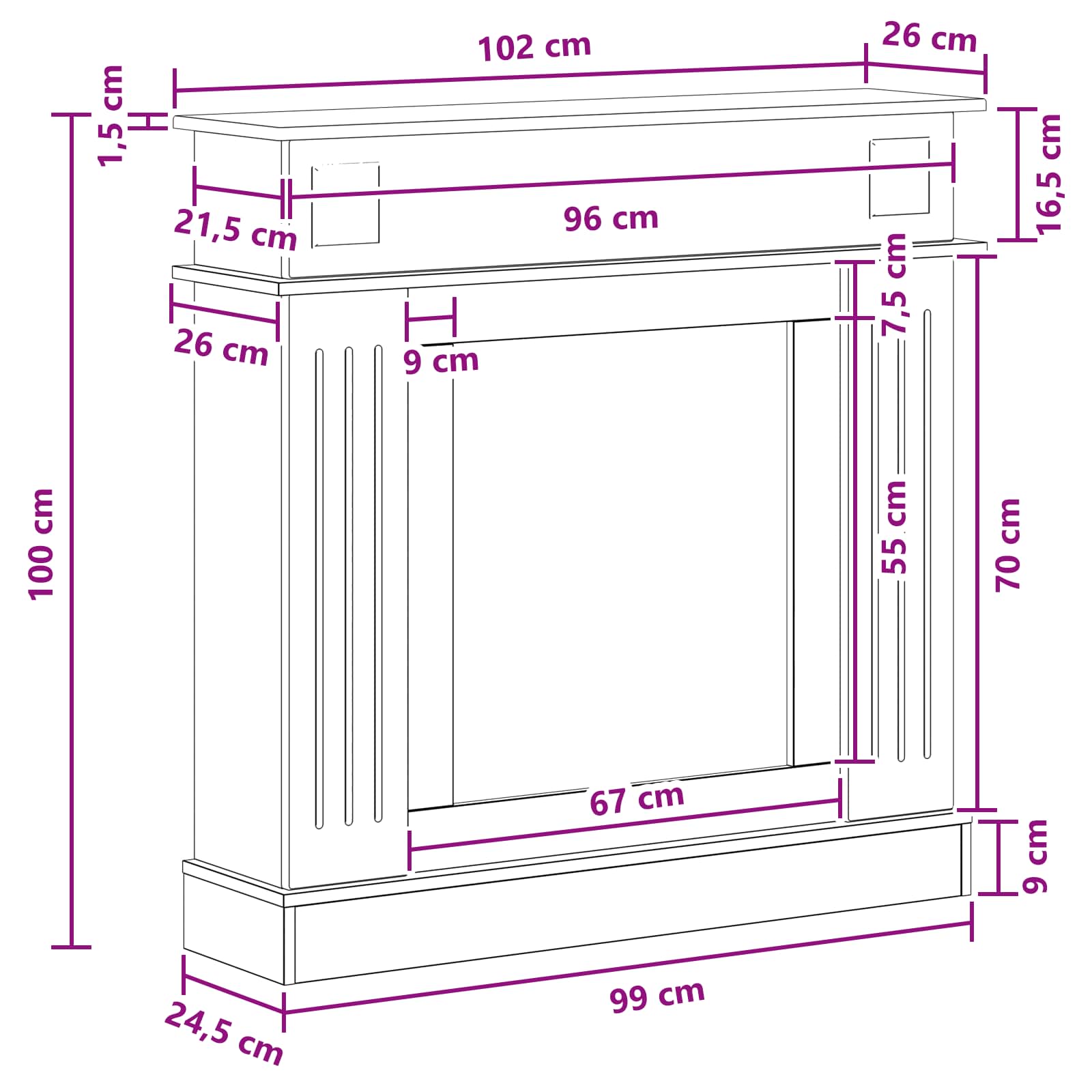 Haardomlijsting Oud hout 102 x 26 x 100 cm Bewerkt hout image 8