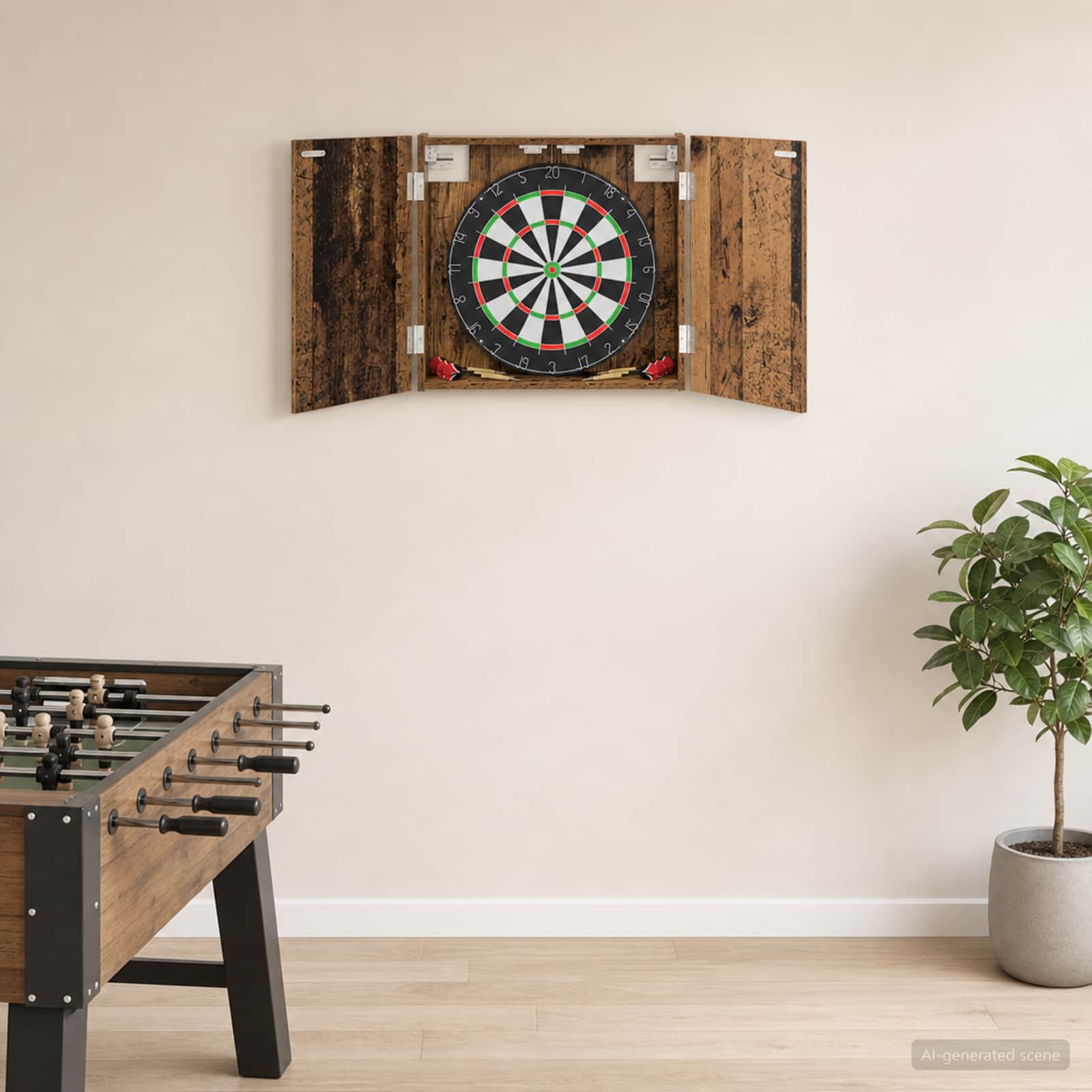 vidaXL Dartboard-kaappi Vanha puu 56 x 12 x 53,5 cm Tekninen puu