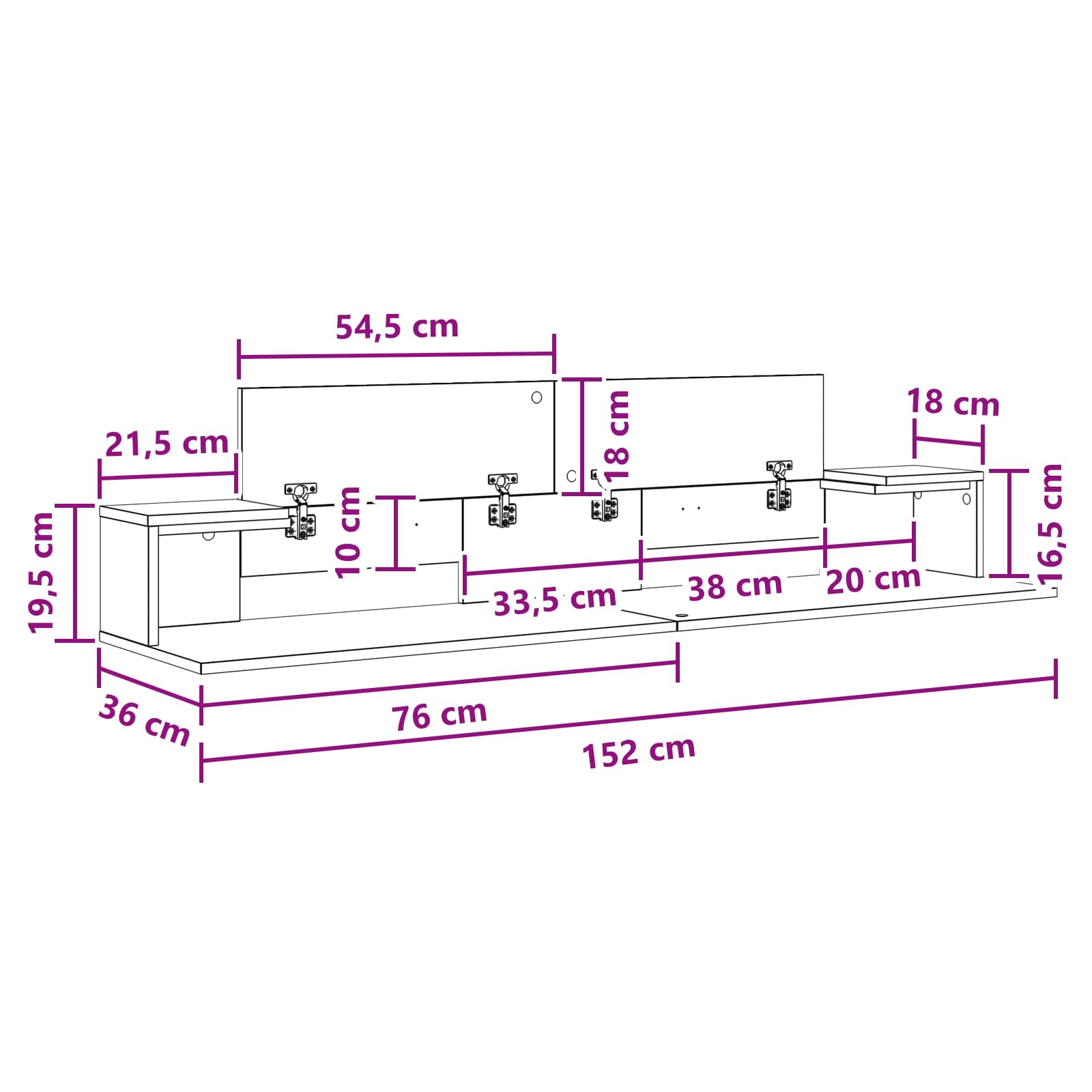 vidaXL studiobureau Betongrijs 152 x 36 x 19,5 cm Bewerkt hout