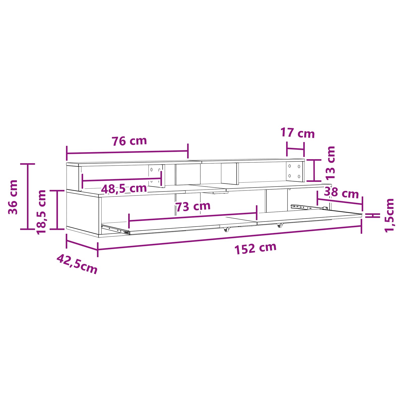vidaXL studiobureau Artisanaal eiken 152 x 42,5 x 36 cm Bewerkt hout