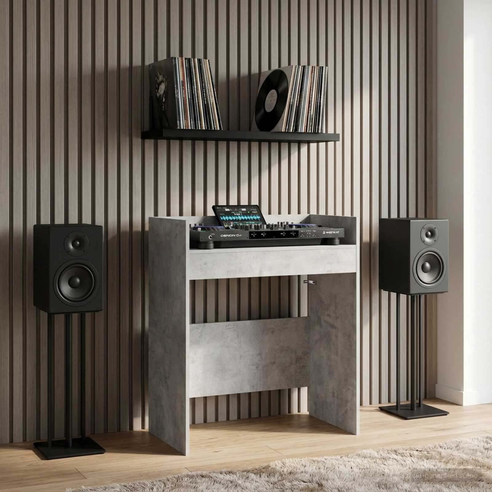 vidaXL DJ-pöytä Betoninharmaa 102 x 45 x 102 cm Tekninen puu