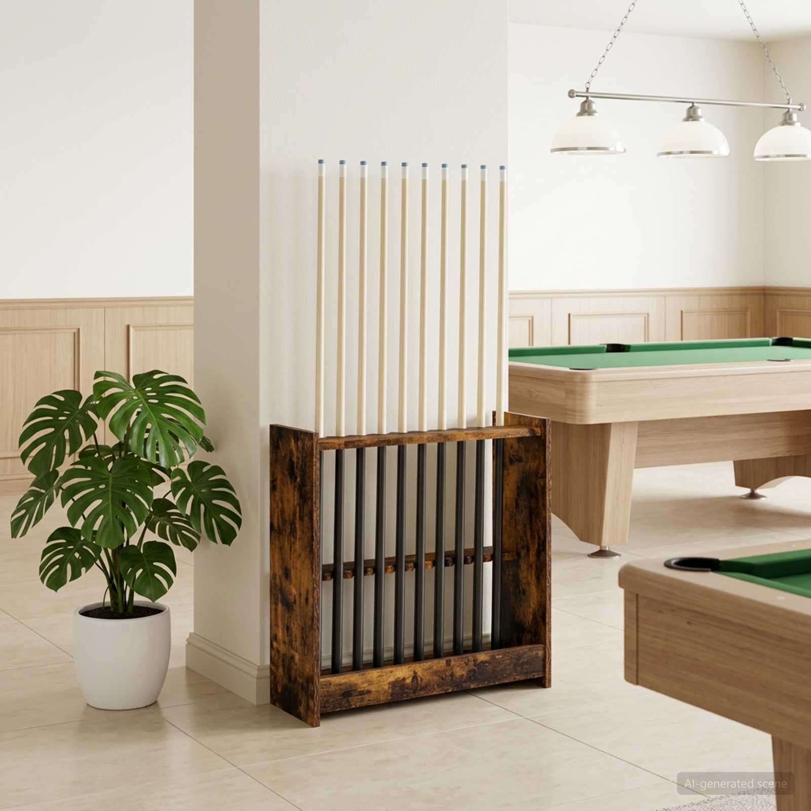 vidaXL Biljardikeppiteline Tekninen puu 60 x 20 x 57 cm Savutammi