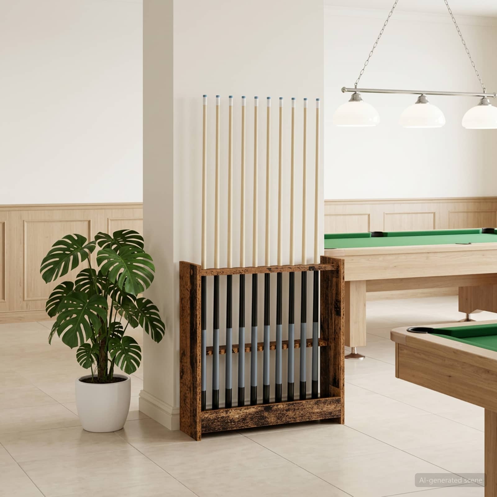 Biljartkeu standaard Bewerkt hout 60 x 20 x 57 cm Oud hout – afbeelding 1