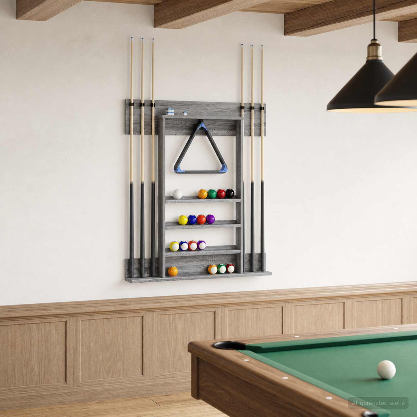 Biljartkeu standaard Bewerkt hout 93 x 12 x 103 cm Grijs Sonoma – afbeelding 1