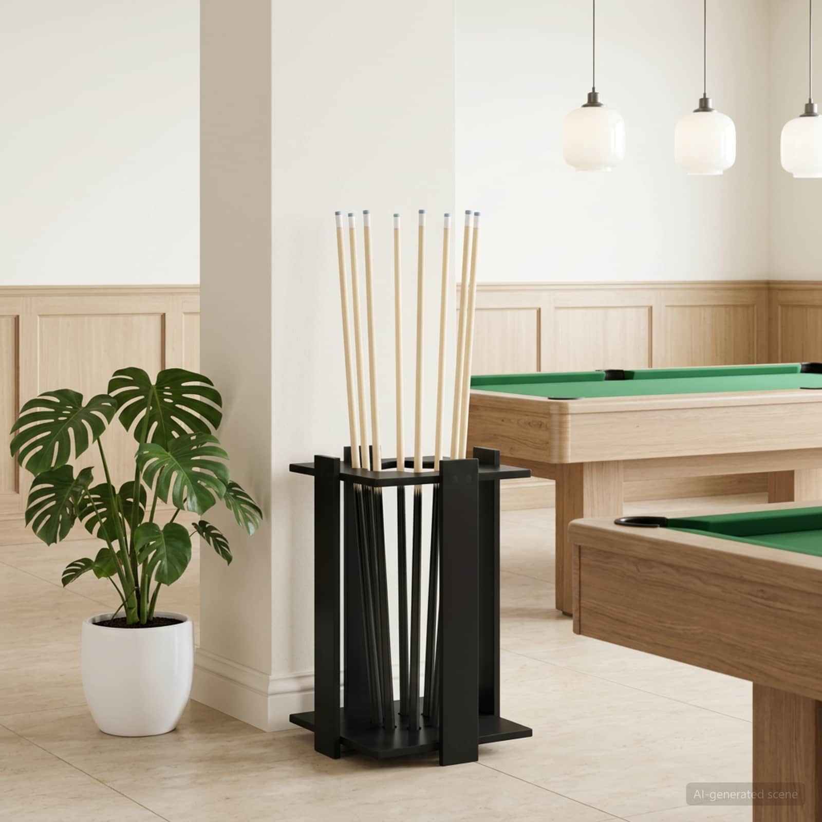 Biljartkeu standaard Bewerkt hout 42 x 43 x 60 cm Zwart – afbeelding 1
