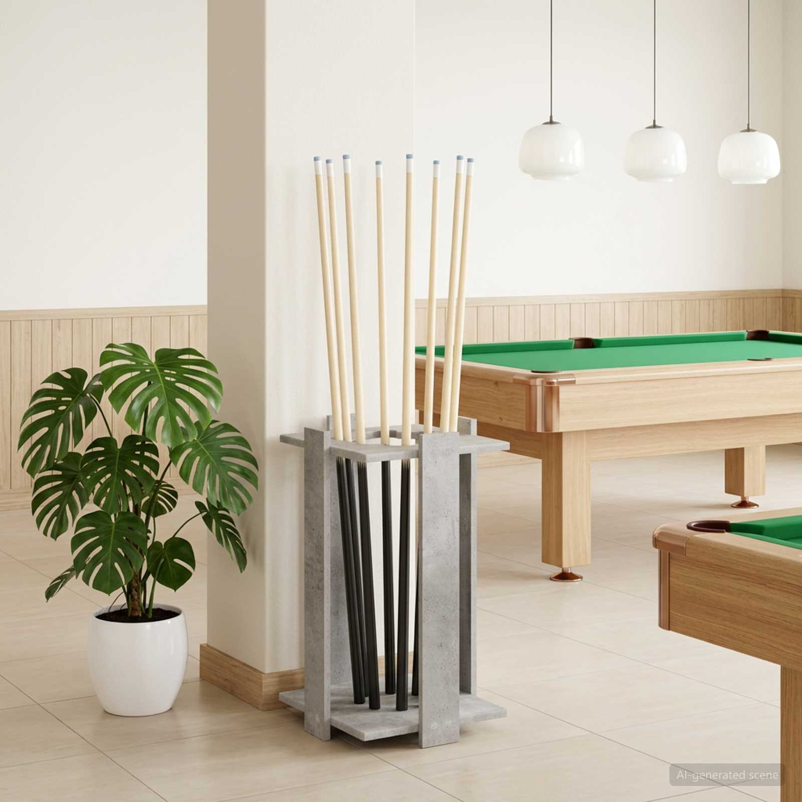 Biljartkeu standaard Bewerkt hout 42 x 43 x 60 cm Betongrijs – afbeelding 1