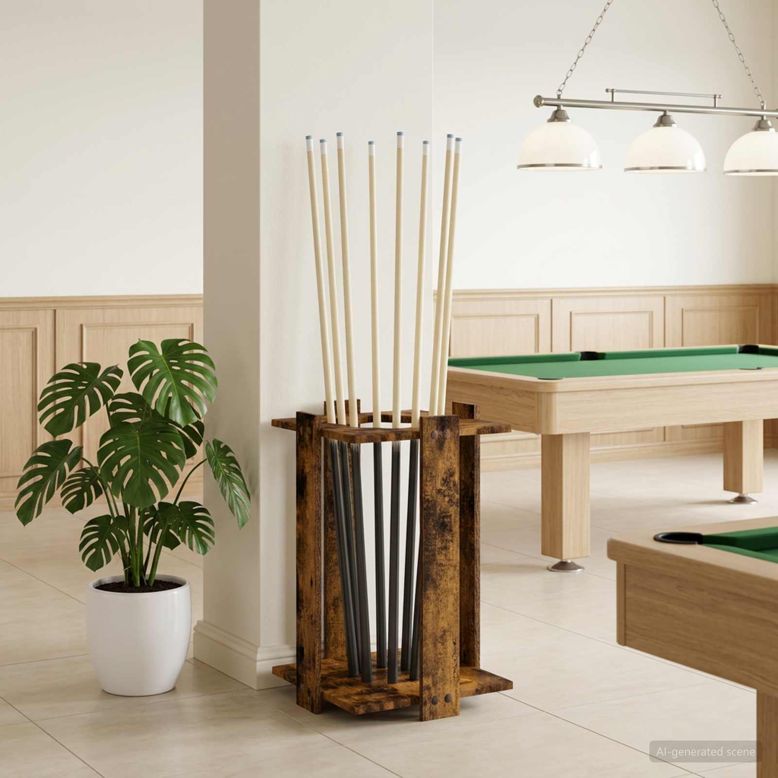 Biljartkeu standaard Bewerkt hout 42 x 43 x 60 cm Gerookt eiken – afbeelding 1