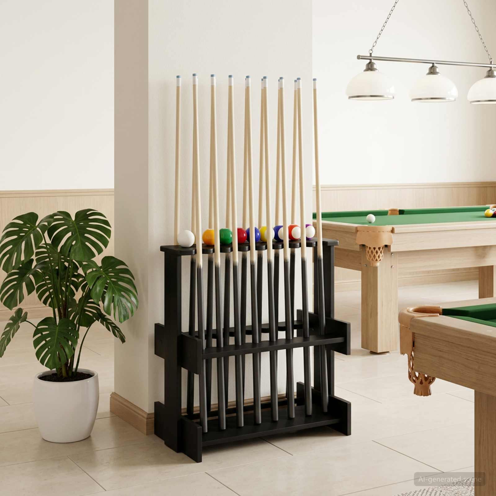 Biljartkeu standaard Bewerkt hout 60 x 35 x 60 cm Zwart – afbeelding 1