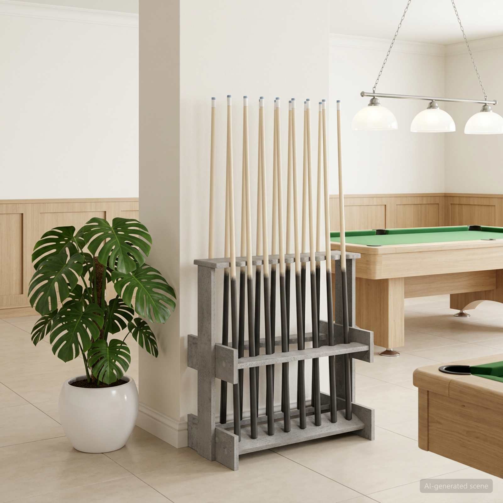 Biljartkeu standaard Bewerkt hout 60 x 35 x 60 cm Betongrijs – afbeelding 1