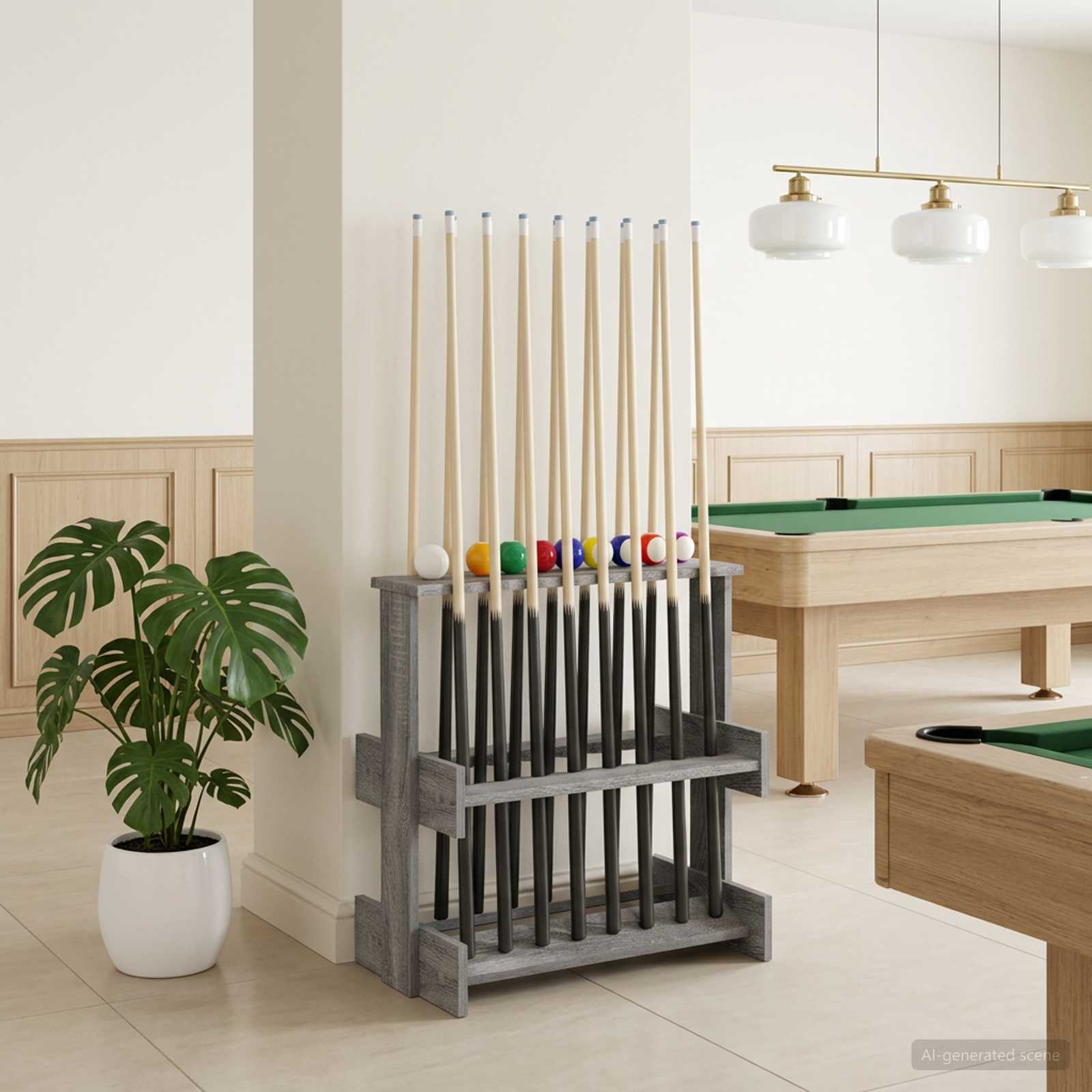 Biljartkeu standaard Bewerkt hout 60 x 35 x 60 cm Grijs Sonoma – afbeelding 1