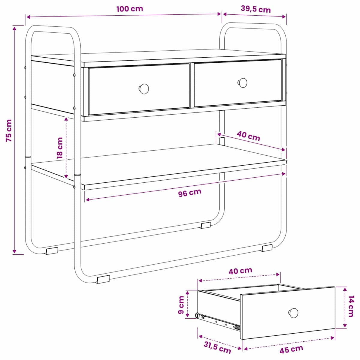 Konsolbord Konstrueret træ - Billede 9