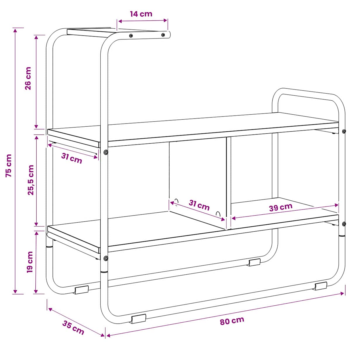 Konsolbord 80 x 35 x 75 cm Konstrueret træ - Billede 9