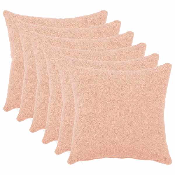 vidaXL Diivanipadi 6 pcs HEERLEN Roosa 30 x 30 cm Boucl&eacute;