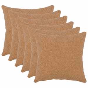 vidaXL Diivanipadi 6 pcs HEERLEN Beež 30 x 30 cm Boucl&eacute;