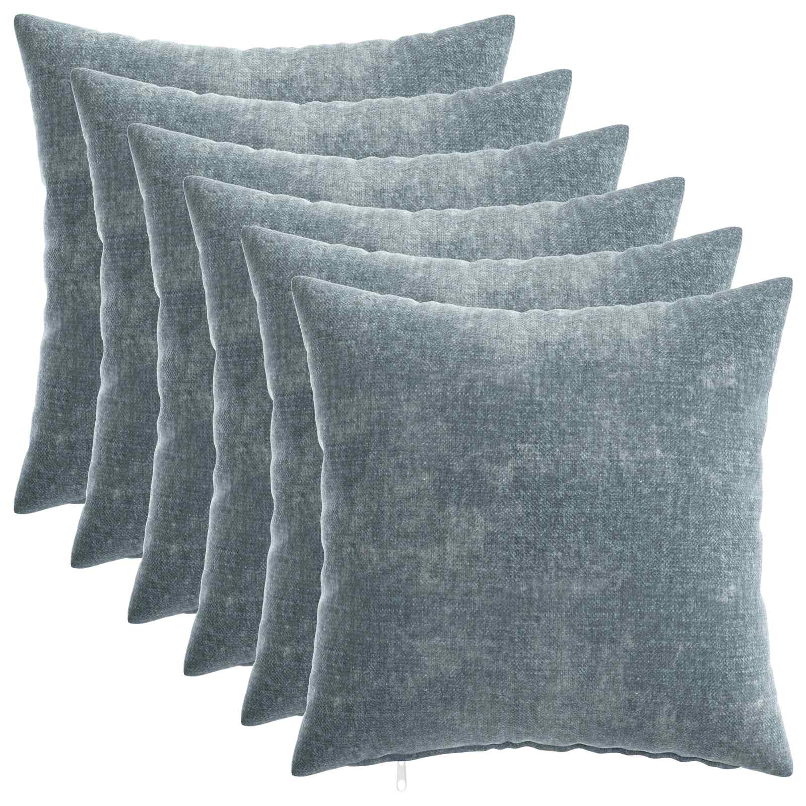 Kissenbezug 6 Stk. HEERLEN Himmelblau 30 x 30 cm Chenille-Stoff