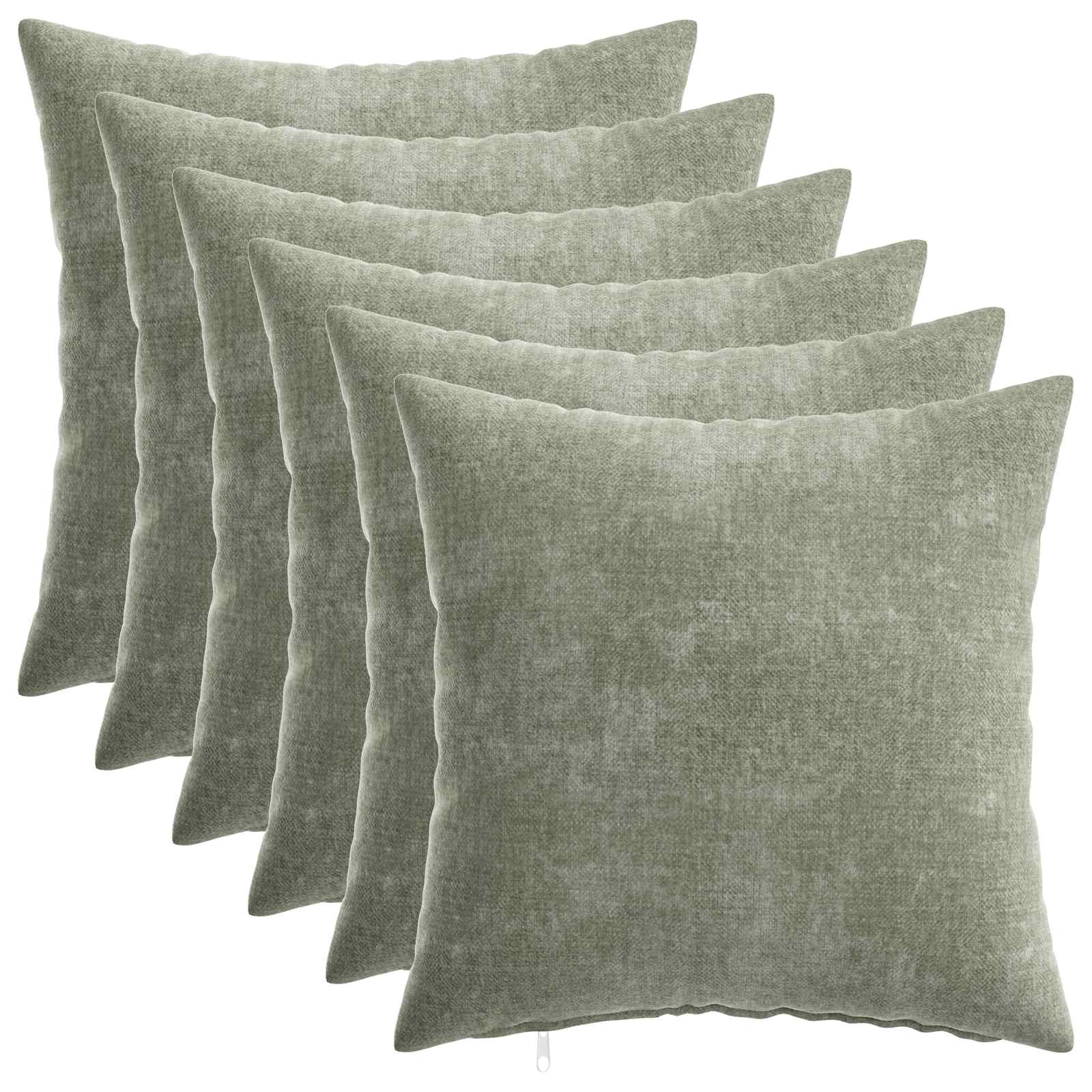 Kussensloop 6 st HEERLEN Groen 30 x 30 cm Chenille Stof image 1