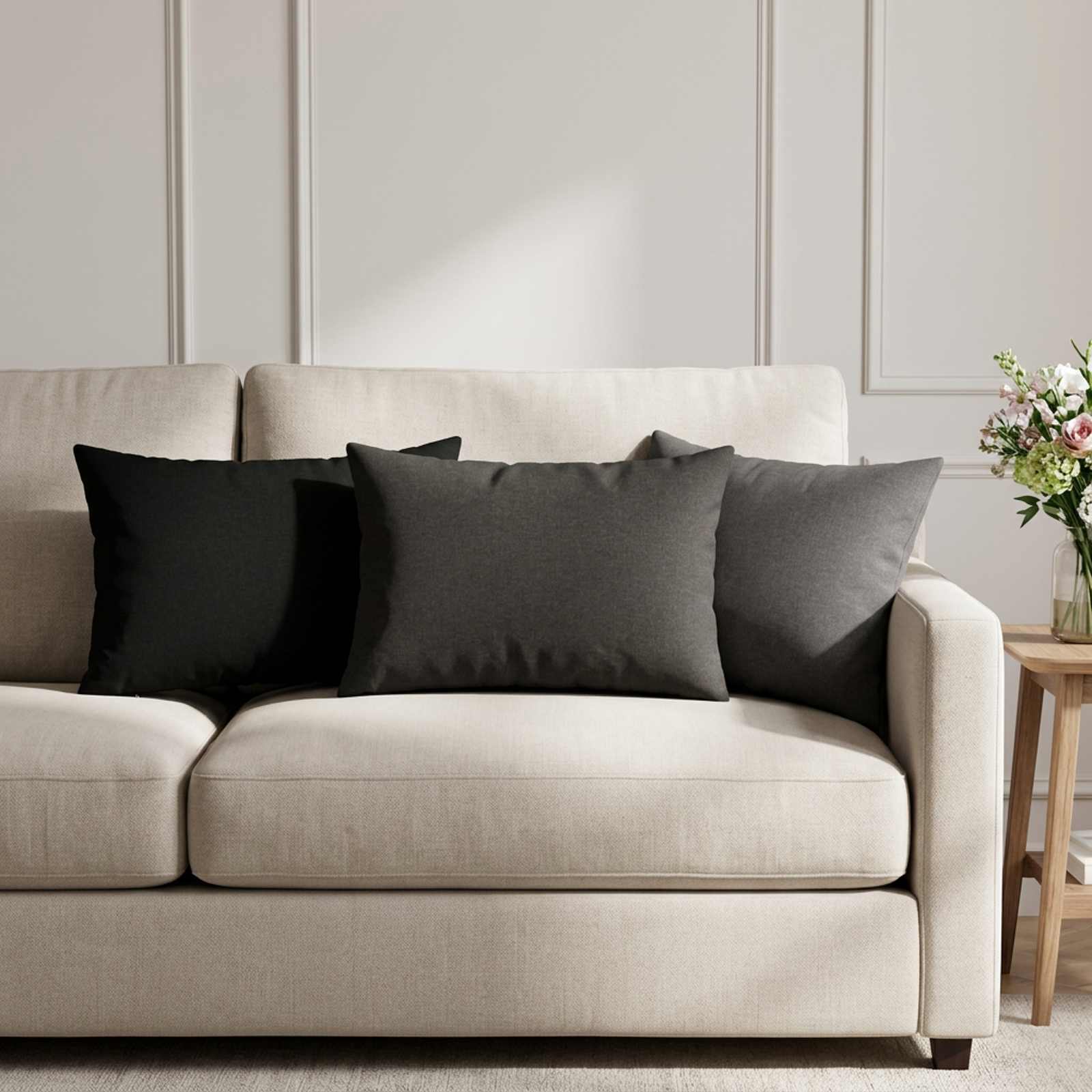 Pudebetræk 2 stk. HEERLEN mørkegrå 30 x 50 cm - dekorative pudebetræk i 100 % polyester