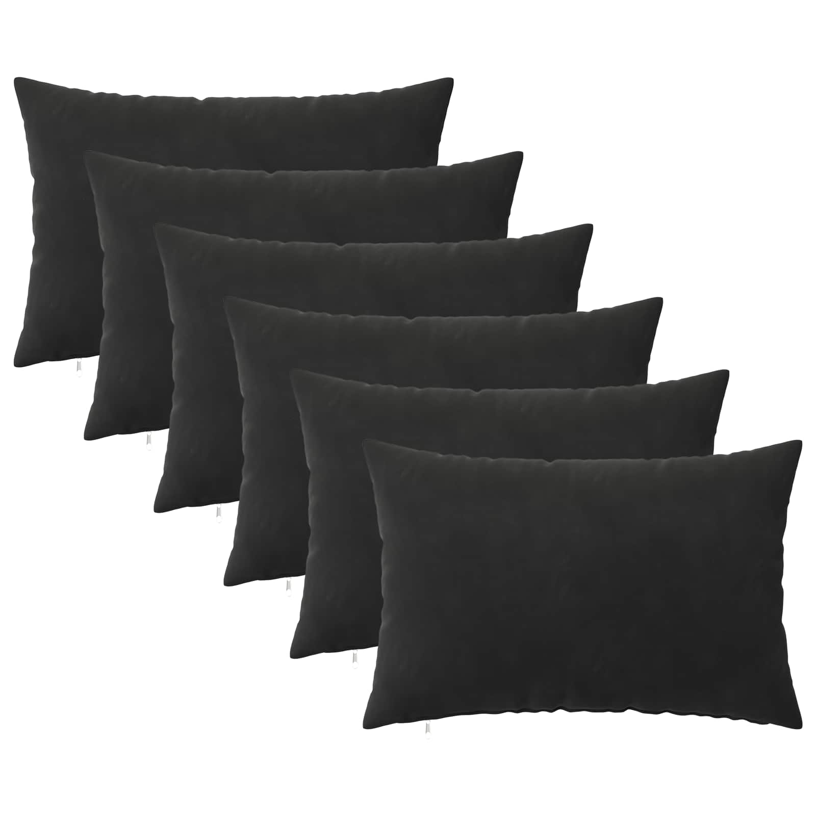 Kussensloop 6 pcs HEERLEN Zwart 30 x 50 cm Fluweel image 1
