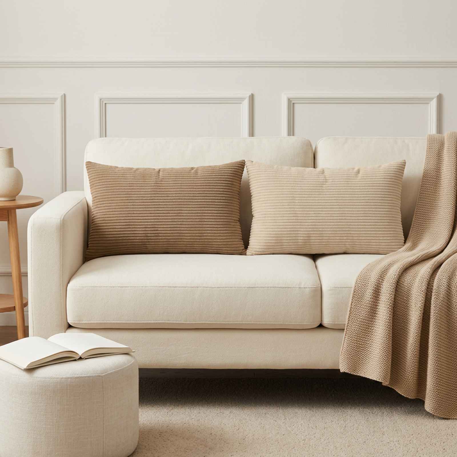 Prevleka za blazino 2 kos HEERLEN Taupe 40 x 60 cm korduroy