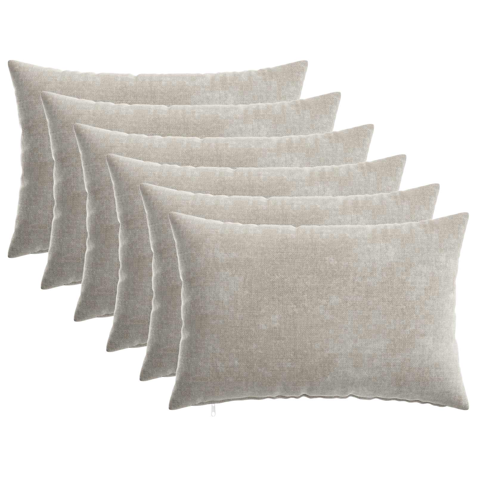 Kussensloop 6 st HEERLEN Lichtgrijs 30 x 50 cm Chenille Stof image 1