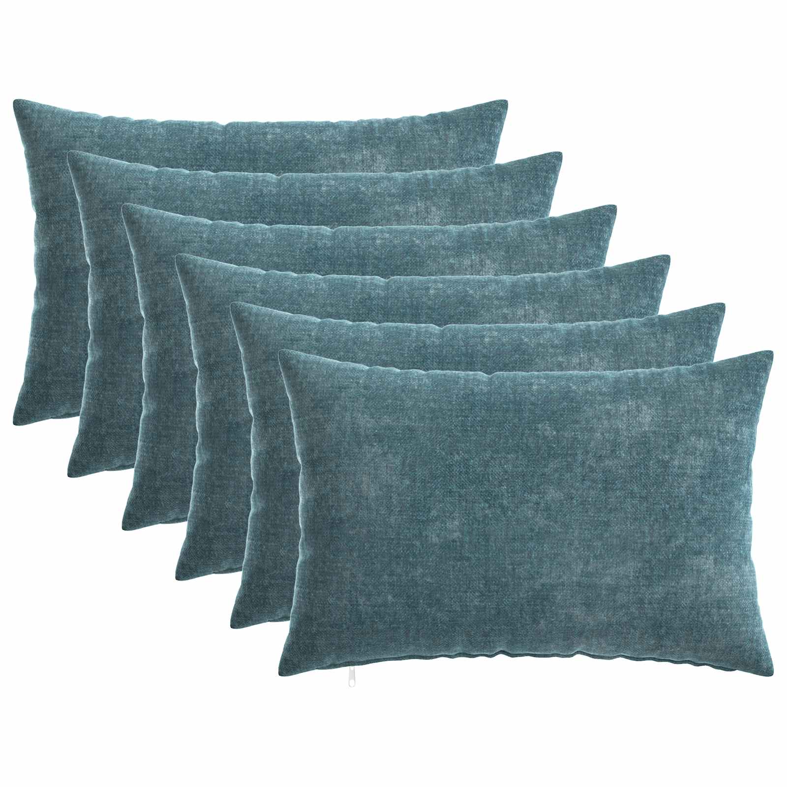 Kussensloop 6 st HEERLEN Blauw 30 x 50 cm Chenille Stof image 1