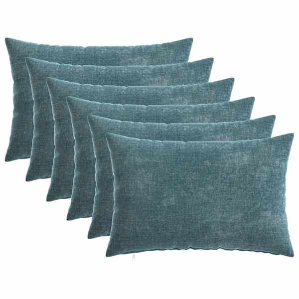 vidaXL Diivanipadi 6 tk HEERLEN Sinine 30 x 50 cm &Scaron;en&uuml;&uuml;lfabric