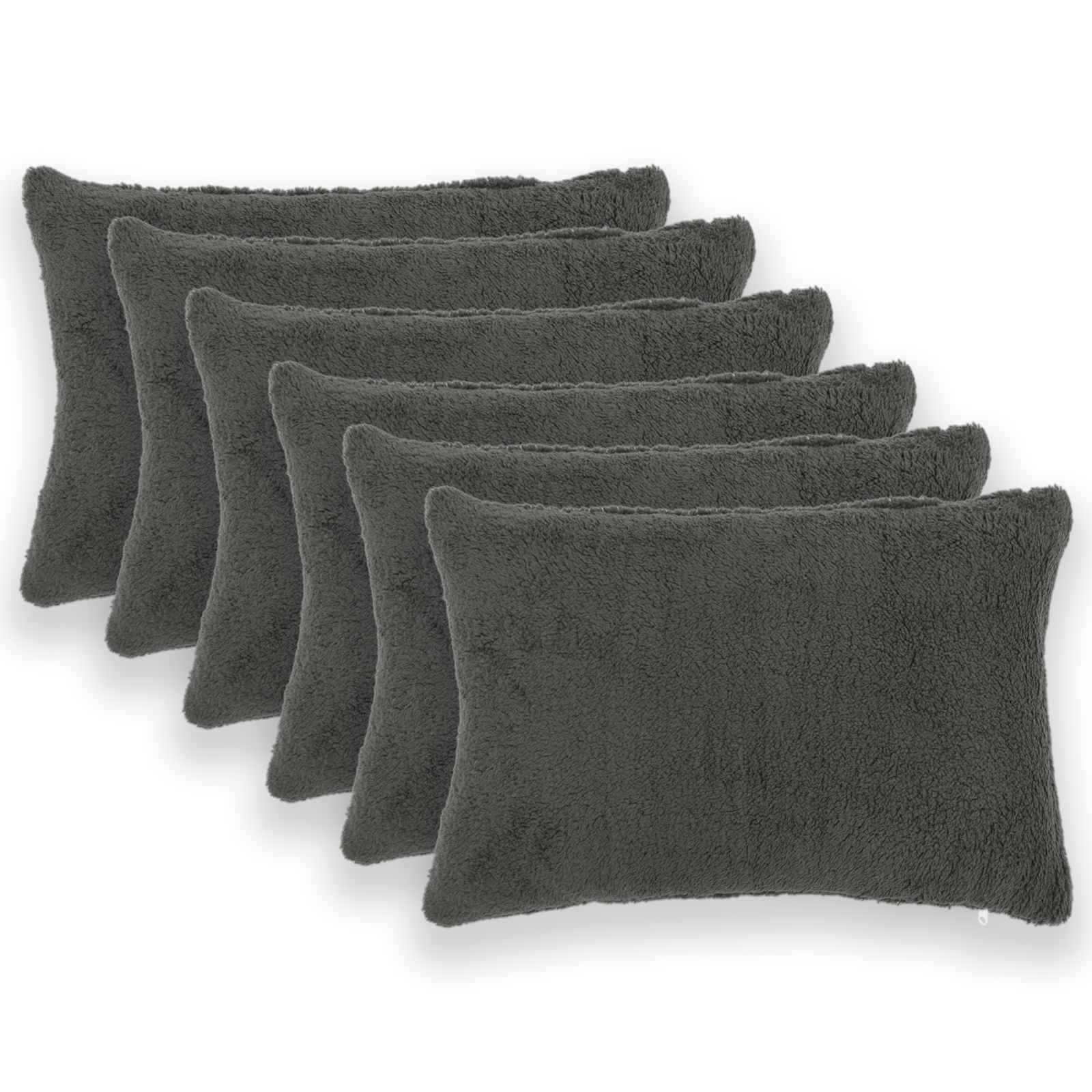 Prevleka za blazino 6 kos HEERLEN Temno siva 30 x 50 cm Bouclé