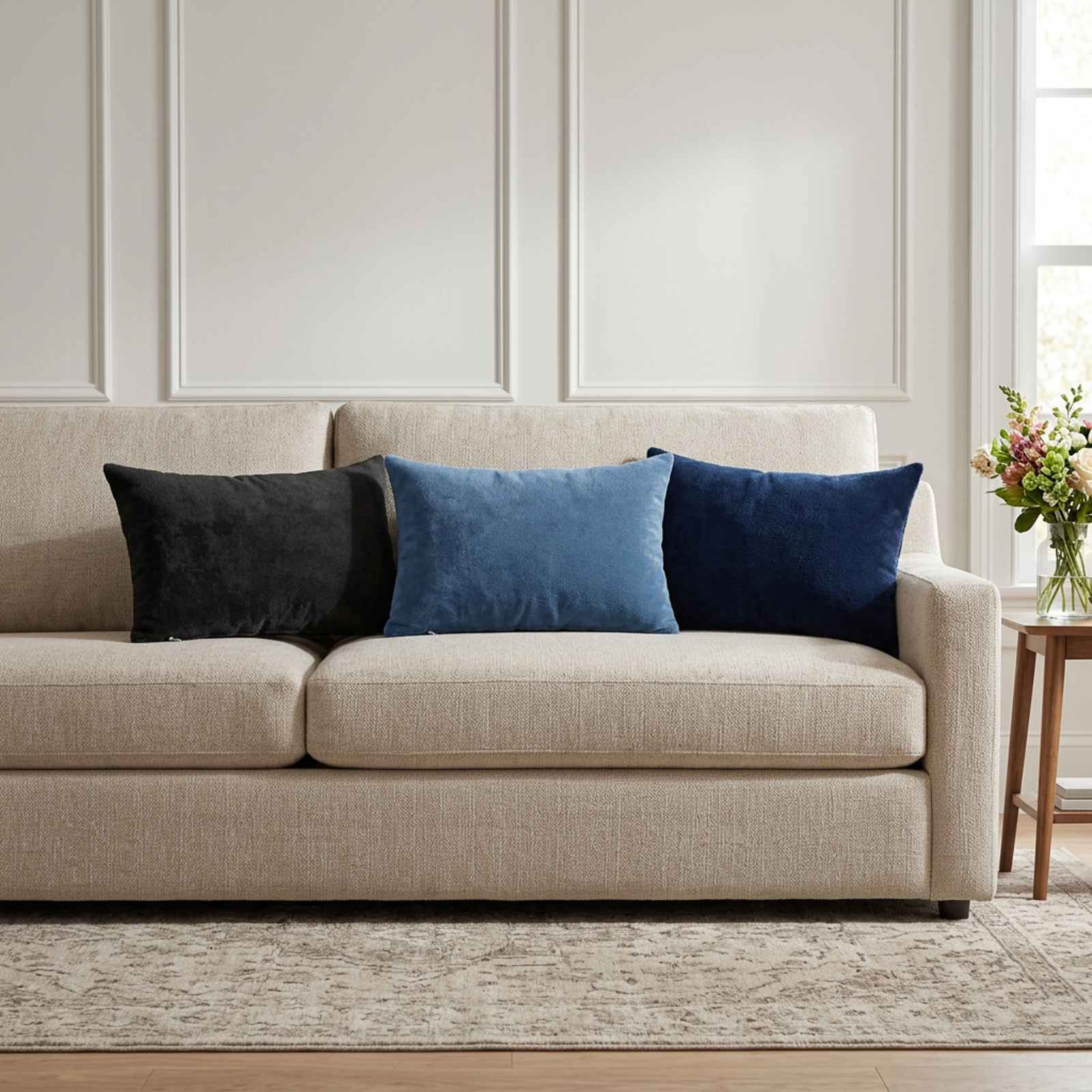 Dekorativna blazina 6 kos HEERLEN Temno modra 40 x 60 cm Flanel