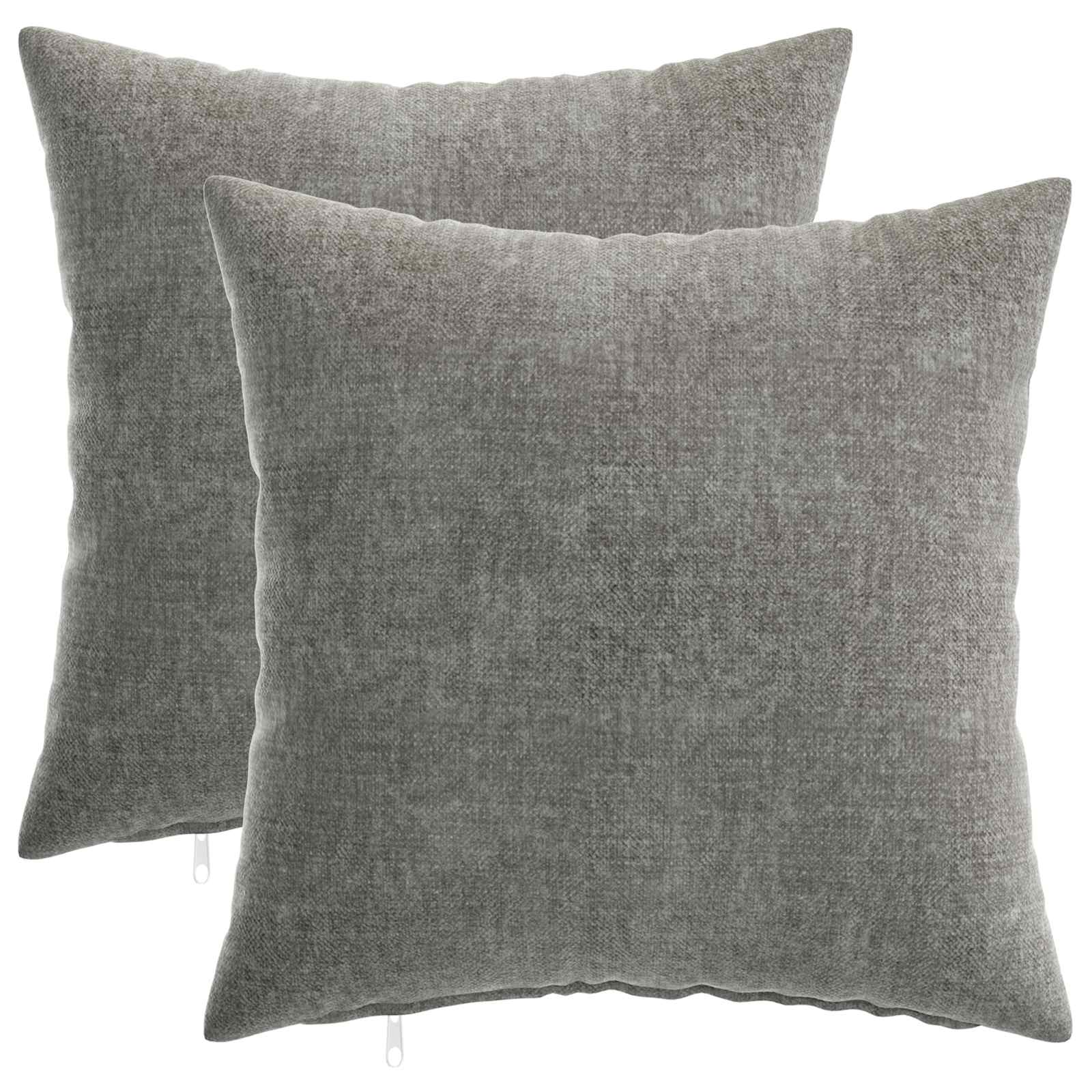Kussensloop 2 st HEERLEN Donkergrijs 35 x 35 cm Chenille Stof image 1